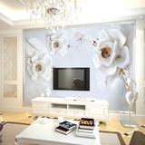 现代简约无纺布壁画客厅沙发电视背景墙纸3d立体影视墙壁纸白玫瑰