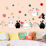 卡通可爱墙贴纸 卧室浪漫儿童房床头背景墙壁装饰贴画 可爱兔特价