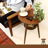 日式时尚小茶几现代简约圆桌双层小户型实木客厅卧室边几咖啡角几
