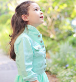 韩国品牌童装秋款新品韩版女童牛仔外套糖果色气质牛仔衫纯棉