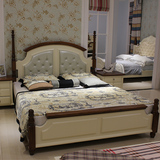 全实木床1.8米楸木床1.5m双人床田园婚床白色地中海风格卧欧美式