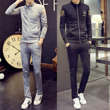 潮流韩版修身款春季长袖时尚开衫休闲男士秋冬运动两件套卫衣套装