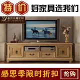 促销新商品美式欧式简洁实木橡木电视柜上海实木家具复古做旧家具
