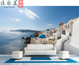 3D地中海城堡 风景 客厅沙发背景墙纸  无缝大型壁画壁纸