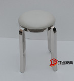 现代不锈钢换鞋凳子餐凳小圆凳简约创意皮凳时尚沙发边凳宜家矮凳