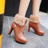 冬季新款短靴冬天鞋子女靴子马丁靴粗跟高跟鞋女士棉鞋韩版女鞋潮