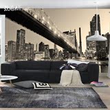 大型无缝墙纸壁画 3D立体客厅沙发电视背景墙 纽约黑白城市夜景