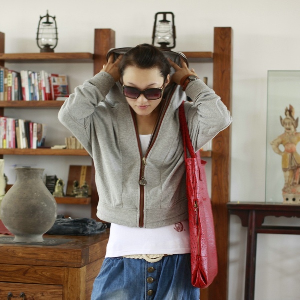 竹林石屋2014秋装新款女装韩版时尚<em>开衫拉链</em>