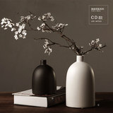 美式日式禅意中式家居饰品摆件 手工装饰花插 黑白色简约陶瓷花瓶
