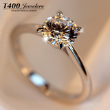 T400施华洛世奇情侣对戒指女男 银饰品一对刻字闺蜜尾戒指环礼物