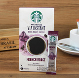 美版 星巴克Starbucks VIA法式烘焙 速溶免煮咖啡3.3g单条