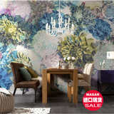 玛撒家居MASAR进口墙纸壁纸现代风格背景墙蓝色壁画跳动的花朵
