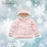 女童羊毛妮子大衣外套秋冬款 0-6岁女宝宝婴儿加绒圈圈呢子外套