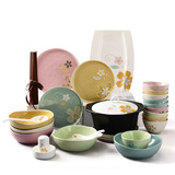 剑林日式创意厨房餐具碗筷碗碟盘子瓷器套装耐热煲时尚雅韵