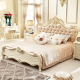 欧式橡木实木床1.5米单双人床1.8米雕花大床真皮软靠美式乡村婚床