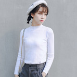 2016秋装韩国复古新款小高领短款毛衣针织衫打底衫