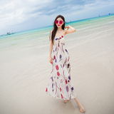 沙滩裙 波西米亚印花长裙海边度假气质海滩裙显瘦雪纺吊带连衣裙