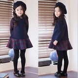 2016韩国品牌春秋装女童装亲子装裙子儿童宝宝长袖格子连衣裙包邮