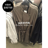HM H&M专柜正品代购2016春女装斜拉链绑带外套大衣风衣0341022001