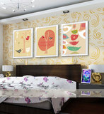 雅芬特有框画温馨浪漫壁画相思鸟卧室床头挂画客厅装饰画三联画