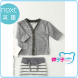 Next英国2015新款童装现货 男童宝宝灰色纯棉开衫外套上衣针织衫