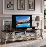 地中海美式风格家具欧式实木电视柜做旧彩绘电视矮柜茶几组合柜