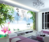新中式山水竹子江南风景画客厅大型壁画电视背景墙纸定制影视墙画