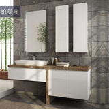 简约现代落地浴室柜实木卫浴柜组合镜柜小户型陶瓷洗手盆柜KA01