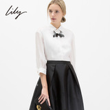 LILY 2015春季新品女装 欧美通勤时尚修身白色衬衫 115130H4312