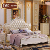 都铎王朝欧式真皮双人床 法式1.8米公主床 卧室全实木橡木床