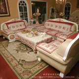 外贸出口 棉麻 双层加厚沙发垫 纯棉和亚麻组合面料 双色提花工艺