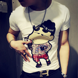 夏季韩版潮男士圆领短袖T恤青少年修身打底衫蜡笔小新T恤男打底衫