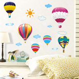 五代热气球飞机卡通墙贴儿童房间卧室 七彩色气球 幼儿园教室装饰