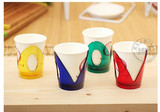 韩国进口彩色无毒环保杯托一次性纸杯托塑料隔热透明杯架4个装