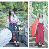 软妹日系古风日本式和风彼岸花蔷薇浴衣外套JK制服半身裙两穿套装