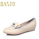 BASTO/百思图春季商场同款尖头山羊皮内增高女单鞋女鞋TTK41AQ5