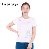 La Pagayo春夏季女款t恤大码女装显瘦修身印花短款上衣女DST6033A