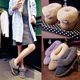 韩版冬季新款真皮羊毛圆头平底深口雪地靴 外贸时尚手工棉鞋女潮