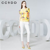 CCDD2016春装新款专柜正品女 甜美纯色修身小脚裤 通勤简约长裤