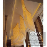 欧式异型非标工程水晶吊灯定做大型酒店定制灯 长方形大厅水晶灯