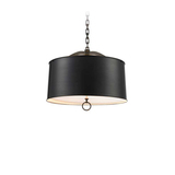 默谷|新中式黑色灯罩圆形全铜吊灯 美式工业风欧式别墅客厅餐厅灯