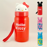 SKATER日本代购Hello Kitty婴幼儿红色吸管杯卡通塑料水杯子350ml