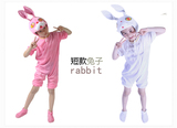 六一儿童演出服幼儿动物表演服连体短袖小白兔子卡通舞蹈服装服饰