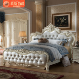 欧式实木床 法式床 雕花橡木箱体双人床 新古典储物床 气动高箱床
