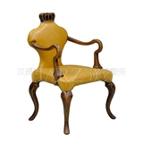 欧式皇冠椅 PU坐垫餐椅 实木扶手椅皮椅书桌椅 王冠椅背椅子