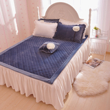 韩式公主屋保暖薄夹棉绗缝床垫 床盖短毛绒天鹅绒 薄床垫子