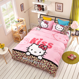 HelloKitty凯蒂猫英伦豹纹粉色多款1.8米卡通双人床上用品四件套