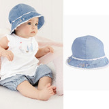 英国Next童装代购正品进口女婴宝宝新生儿蓝色花边装饰遮阳渔夫帽