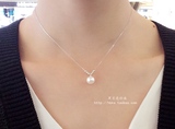 黑贝壳珍珠 8.5-9.5mm近圆 天然淡水珍珠吊坠 925纯银项链新品