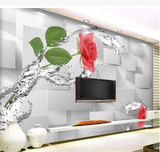 大型壁画 3d电视客厅卧室背景墙壁纸无缝墙布 高清立体浪漫玫瑰花